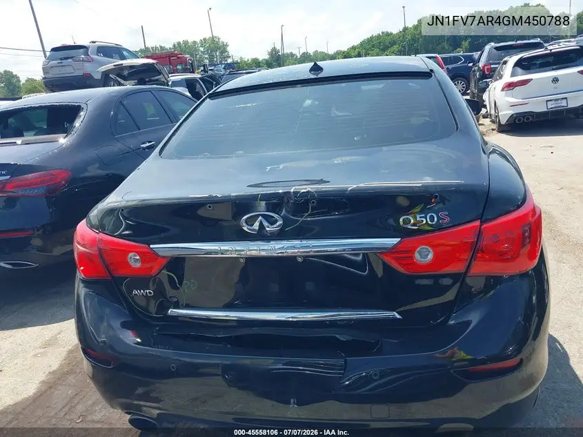 2016 Infiniti Q50 3.0T Red Sport 400 VIN: JN1FV7AR4GM450788 Lot: 45558106