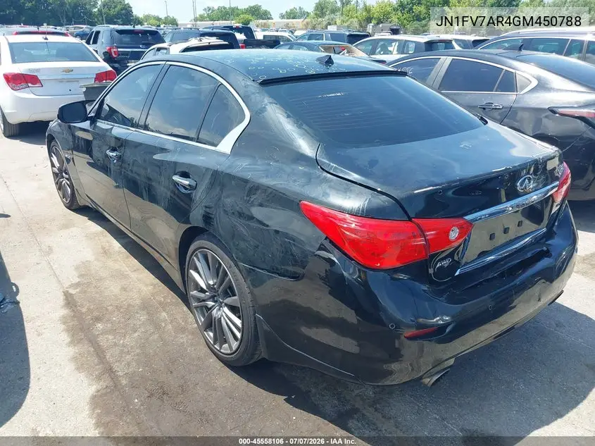 2016 Infiniti Q50 3.0T Red Sport 400 VIN: JN1FV7AR4GM450788 Lot: 45558106