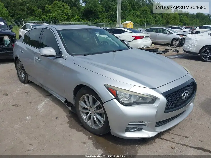 2016 Infiniti Q50 3.0T Premium VIN: JN1EV7AP8GM304680 Lot: 45614970