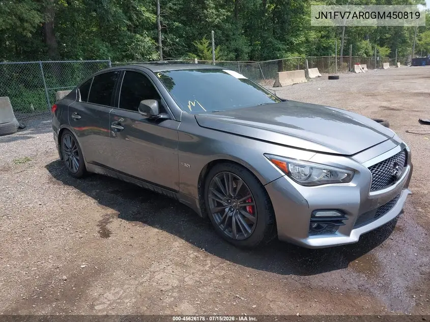2016 Infiniti Q50 3.0T Red Sport 400 VIN: JN1FV7AR0GM450819 Lot: 45626178