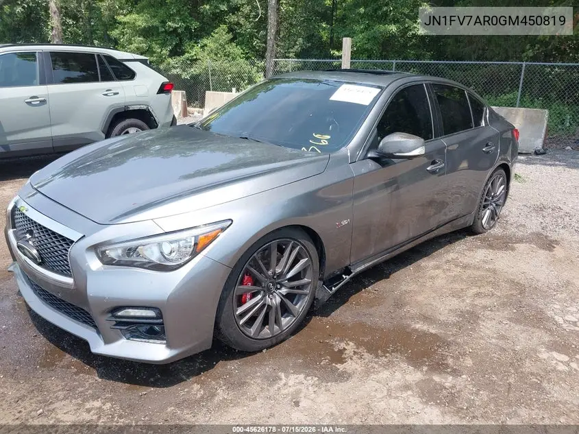 2016 Infiniti Q50 3.0T Red Sport 400 VIN: JN1FV7AR0GM450819 Lot: 45626178