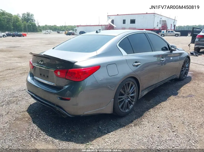 2016 Infiniti Q50 3.0T Red Sport 400 VIN: JN1FV7AR0GM450819 Lot: 45626178