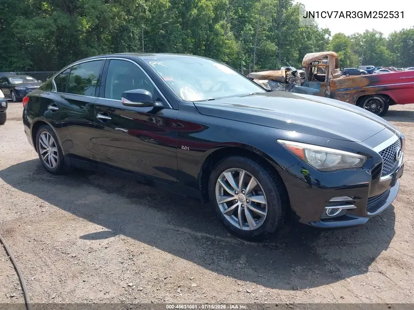 2016 Infiniti Q50 2.0T Base/2.0T Premium VIN: JN1CV7AR3GM252531 Lot: 45631081