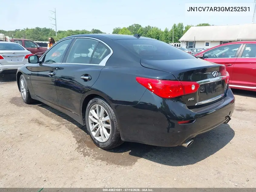 2016 Infiniti Q50 2.0T Base/2.0T Premium VIN: JN1CV7AR3GM252531 Lot: 45631081