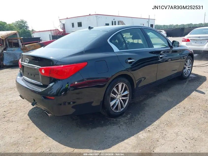 2016 Infiniti Q50 2.0T Base/2.0T Premium VIN: JN1CV7AR3GM252531 Lot: 45631081
