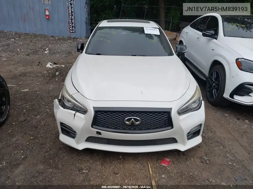 2017 Infiniti Q50 3.0T Signature Edition VIN: JN1EV7AR5HM839193 Lot: 45288981