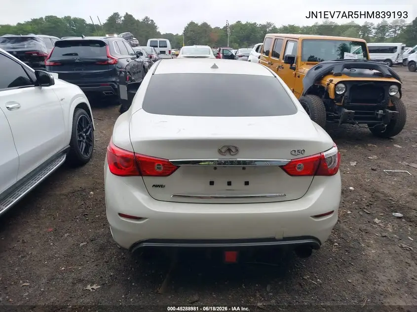 2017 Infiniti Q50 3.0T Signature Edition VIN: JN1EV7AR5HM839193 Lot: 45288981