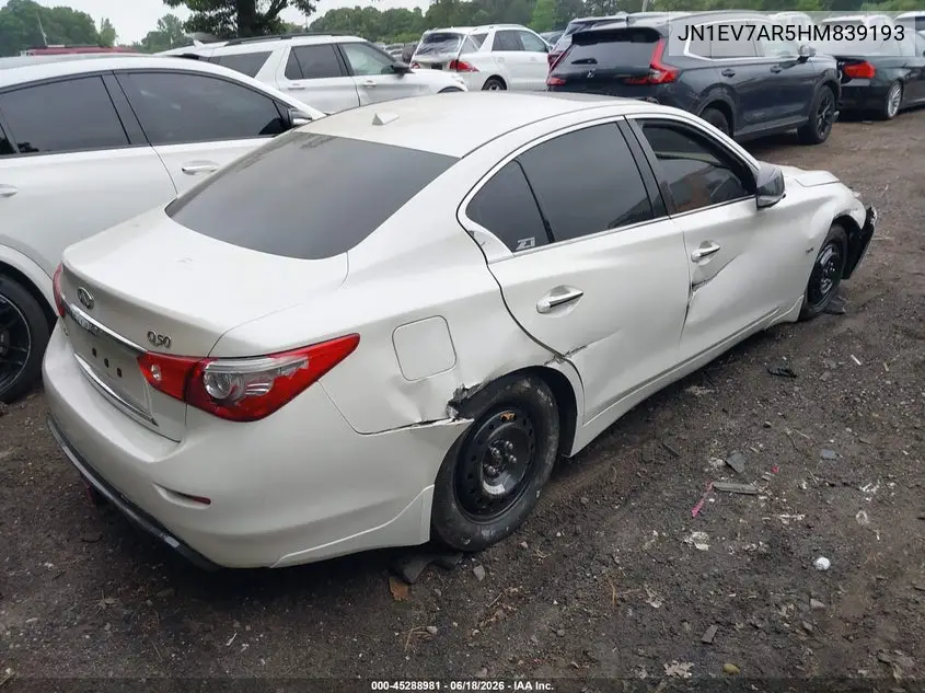 2017 Infiniti Q50 3.0T Signature Edition VIN: JN1EV7AR5HM839193 Lot: 45288981