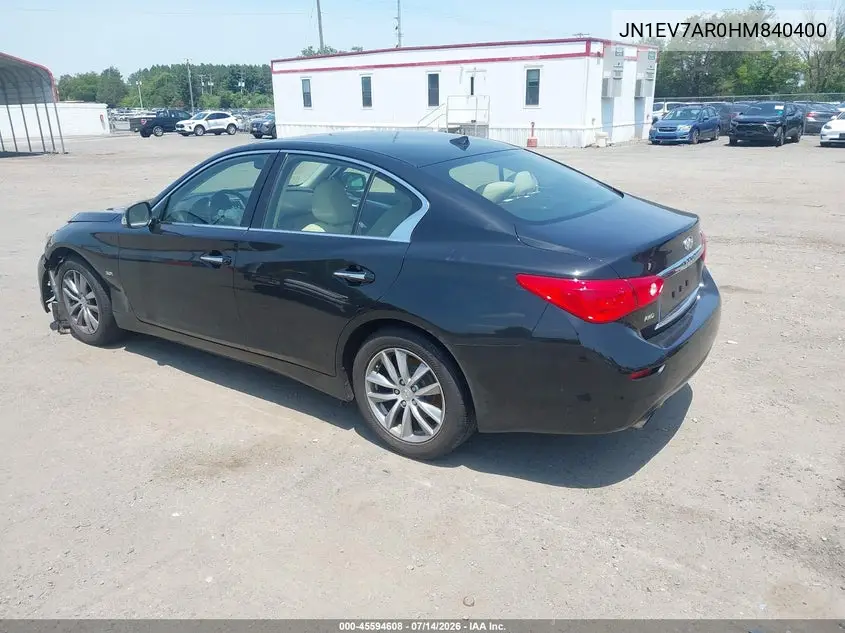 2017 Infiniti Q50 3.0T Premium VIN: JN1EV7AR0HM840400 Lot: 45594608