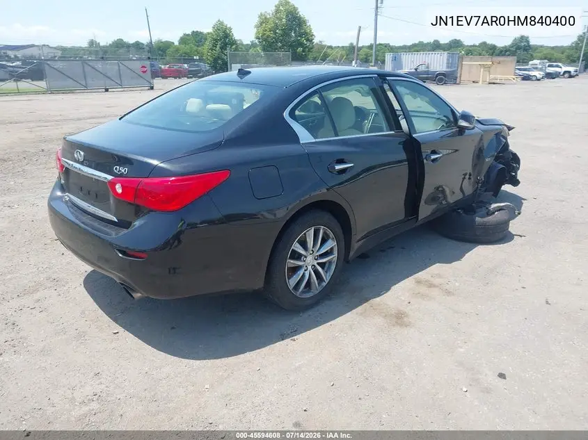 2017 Infiniti Q50 3.0T Premium VIN: JN1EV7AR0HM840400 Lot: 45594608
