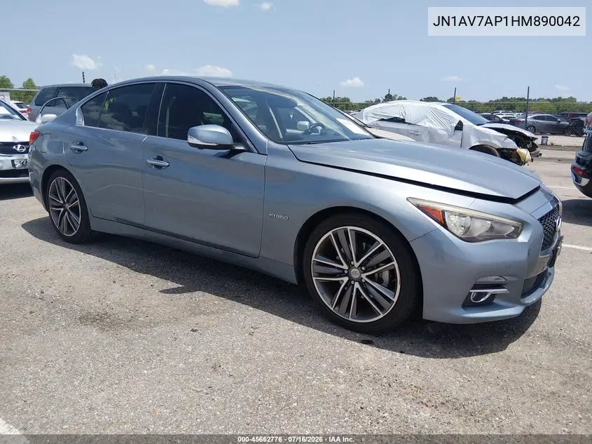 2017 Infiniti Q50 Hybrid VIN: JN1AV7AP1HM890042 Lot: 45662776