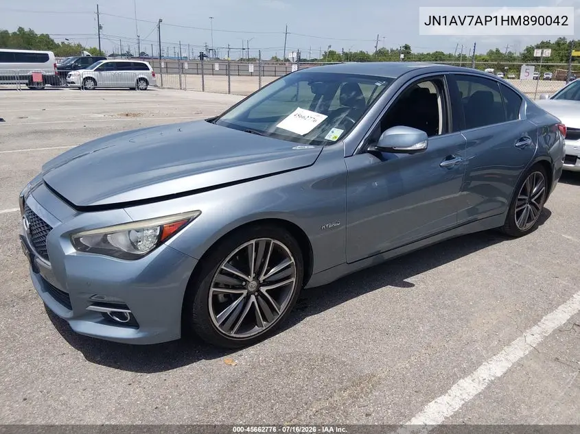 2017 Infiniti Q50 Hybrid VIN: JN1AV7AP1HM890042 Lot: 45662776