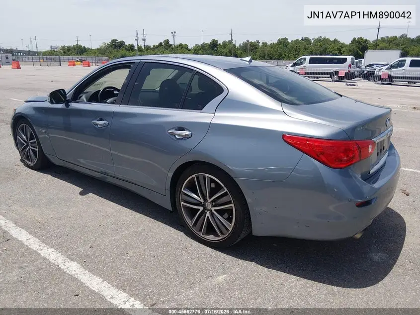 2017 Infiniti Q50 Hybrid VIN: JN1AV7AP1HM890042 Lot: 45662776
