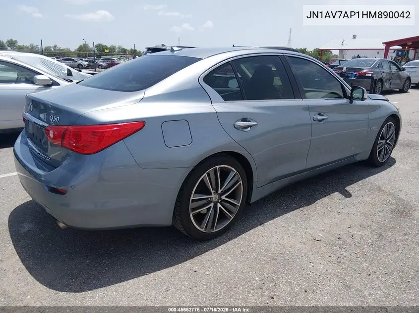 2017 Infiniti Q50 Hybrid VIN: JN1AV7AP1HM890042 Lot: 45662776