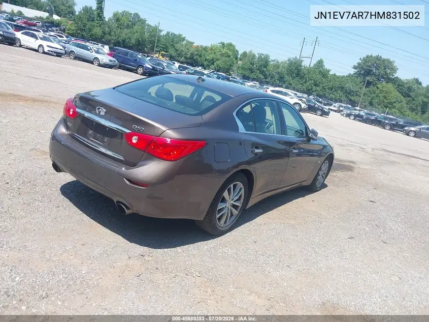 2017 Infiniti Q50 3.0T Premium VIN: JN1EV7AR7HM831502 Lot: 45680353