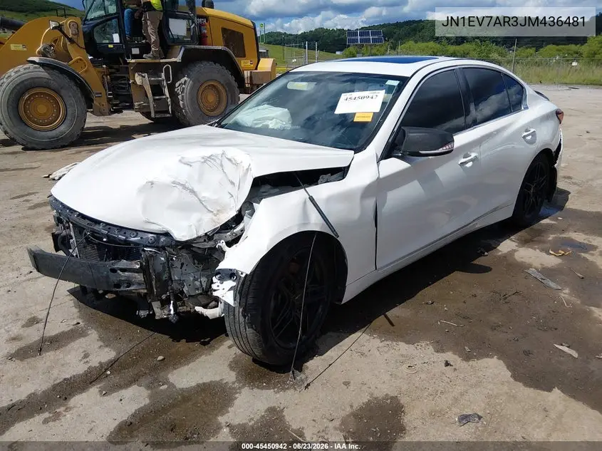 2018 Infiniti Q50 3.0T Luxe VIN: JN1EV7AR3JM436481 Lot: 45450942