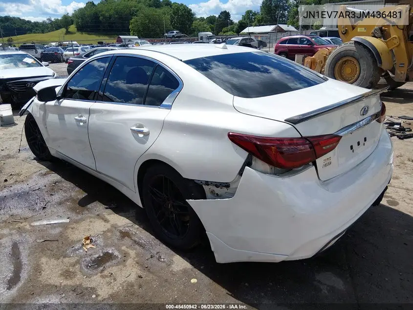 2018 Infiniti Q50 3.0T Luxe VIN: JN1EV7AR3JM436481 Lot: 45450942