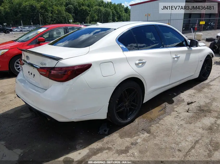 2018 Infiniti Q50 3.0T Luxe VIN: JN1EV7AR3JM436481 Lot: 45450942