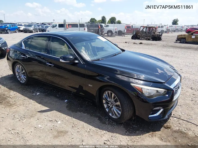 2019 Infiniti Q50 3.0T Luxe VIN: JN1EV7AP5KM511861 Lot: 45601514