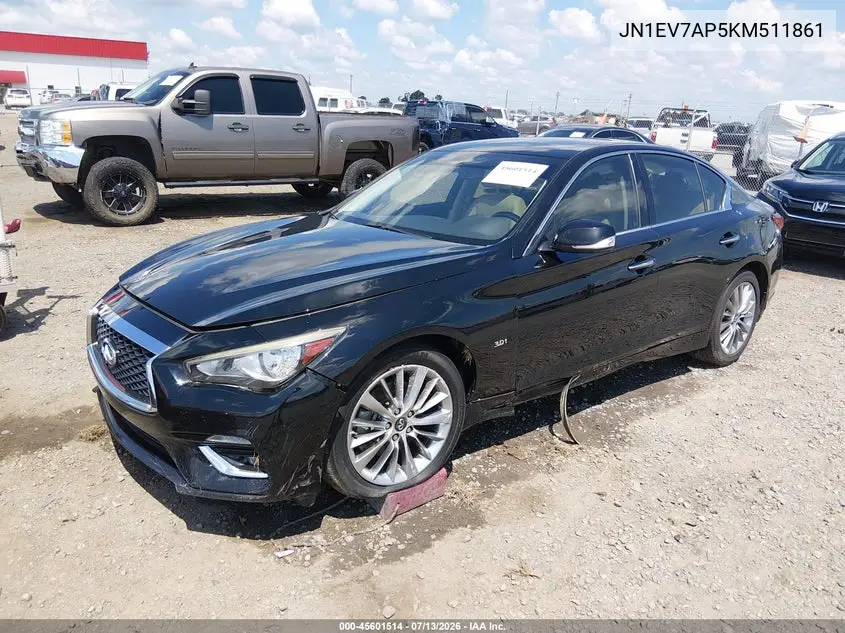 2019 Infiniti Q50 3.0T Luxe VIN: JN1EV7AP5KM511861 Lot: 45601514