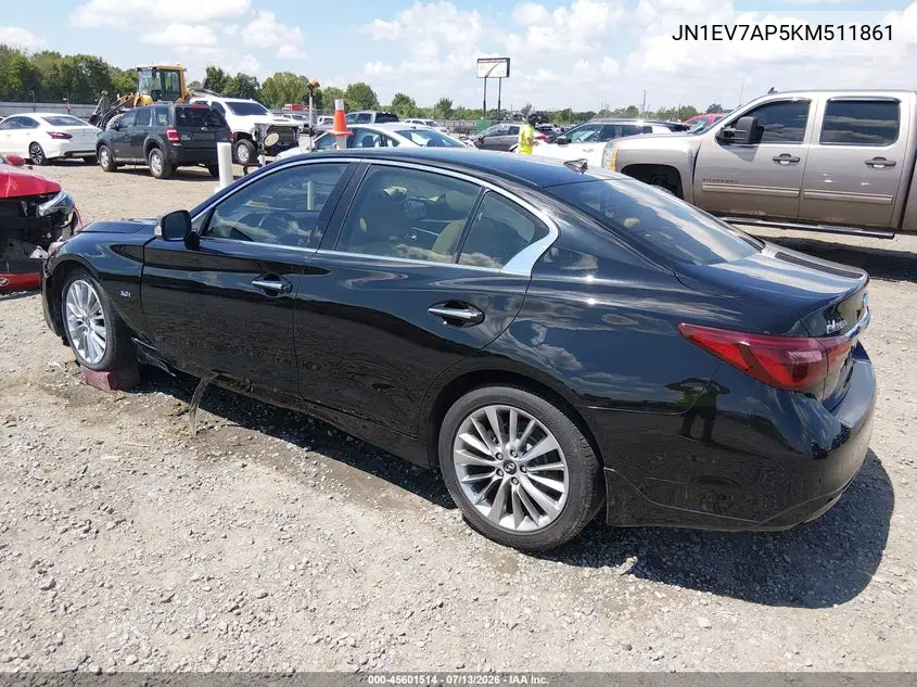 2019 Infiniti Q50 3.0T Luxe VIN: JN1EV7AP5KM511861 Lot: 45601514