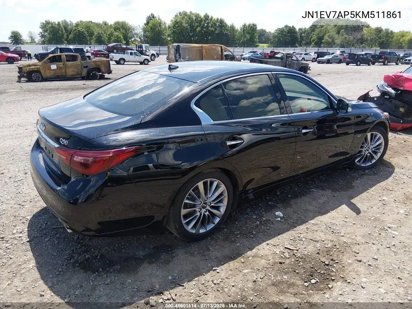 2019 Infiniti Q50 3.0T Luxe VIN: JN1EV7AP5KM511861 Lot: 45601514