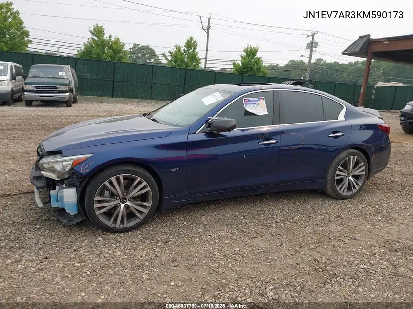 2019 Infiniti Q50 3.0T Sport VIN: JN1EV7AR3KM590173 Lot: 45637790
