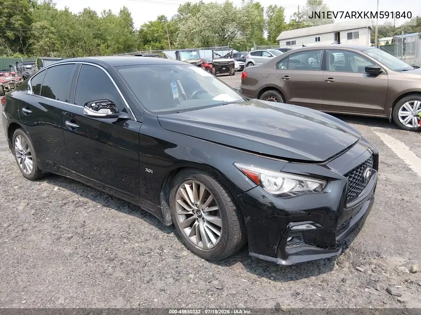 2019 Infiniti Q50 3.0T Luxe VIN: JN1EV7ARXKM591840 Lot: 45650332