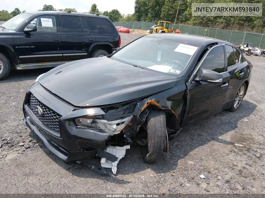 2019 Infiniti Q50 3.0T Luxe VIN: JN1EV7ARXKM591840 Lot: 45650332