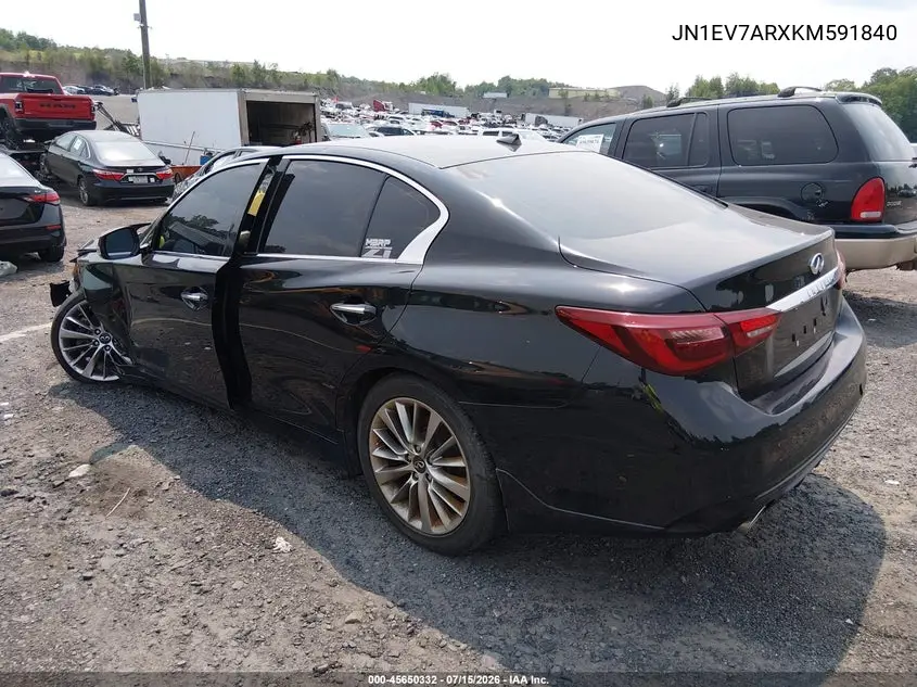 2019 Infiniti Q50 3.0T Luxe VIN: JN1EV7ARXKM591840 Lot: 45650332