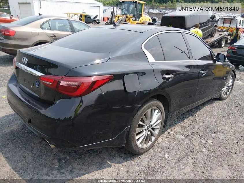 2019 Infiniti Q50 3.0T Luxe VIN: JN1EV7ARXKM591840 Lot: 45650332