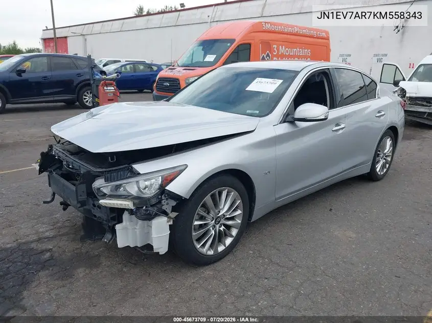 2019 Infiniti Q50 3.0T Luxe VIN: JN1EV7AR7KM558343 Lot: 45673709