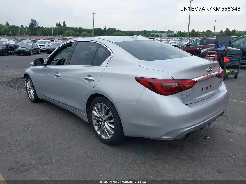 2019 Infiniti Q50 3.0T Luxe VIN: JN1EV7AR7KM558343 Lot: 45673709