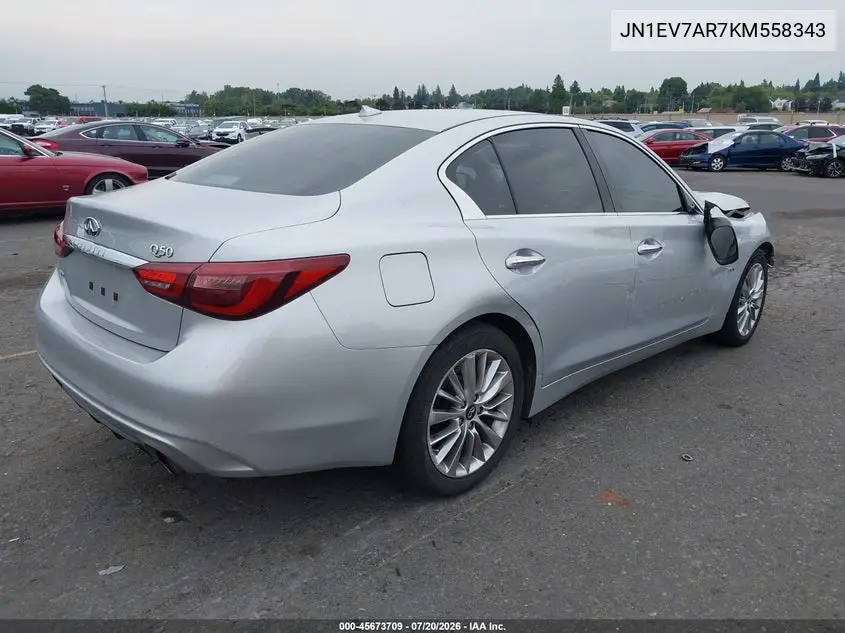2019 Infiniti Q50 3.0T Luxe VIN: JN1EV7AR7KM558343 Lot: 45673709