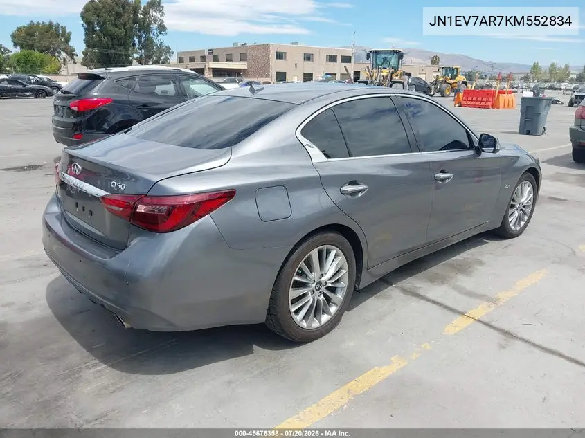 2019 Infiniti Q50 3.0T Luxe VIN: JN1EV7AR7KM552834 Lot: 45676358