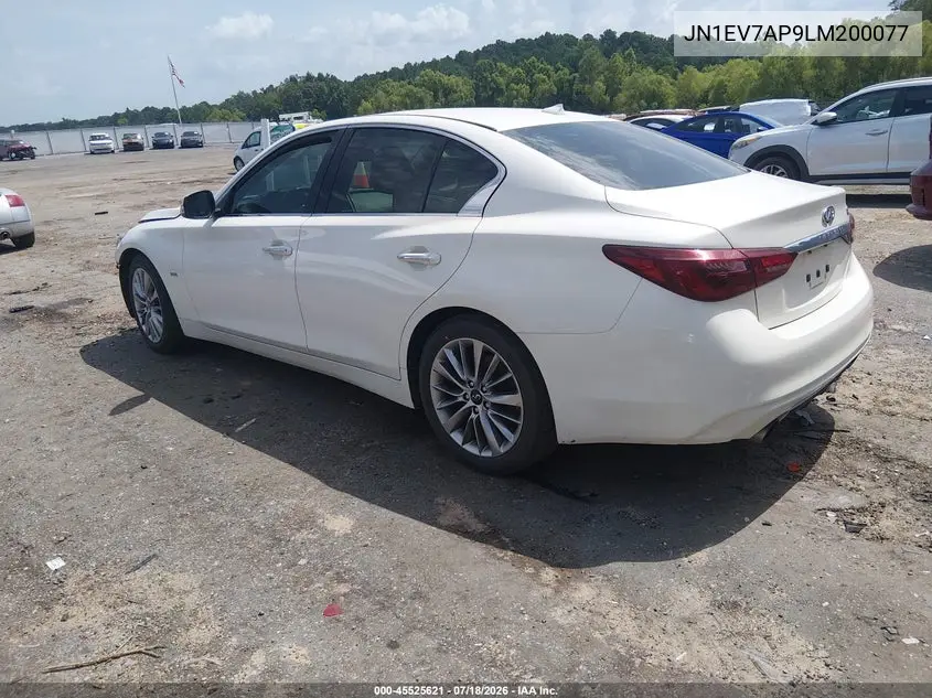 2020 Infiniti Q50 Luxe VIN: JN1EV7AP9LM200077 Lot: 45525621