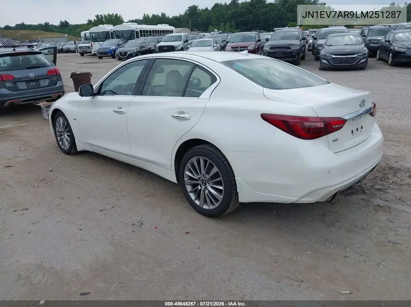 2020 Infiniti Q50 Luxe Awd VIN: JN1EV7AR9LM251287 Lot: 45648267