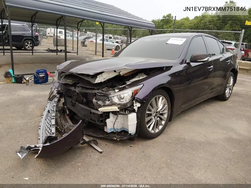 2021 Infiniti Q50 Luxe Awd VIN: JN1EV7BRXMM751846 Lot: 45596296
