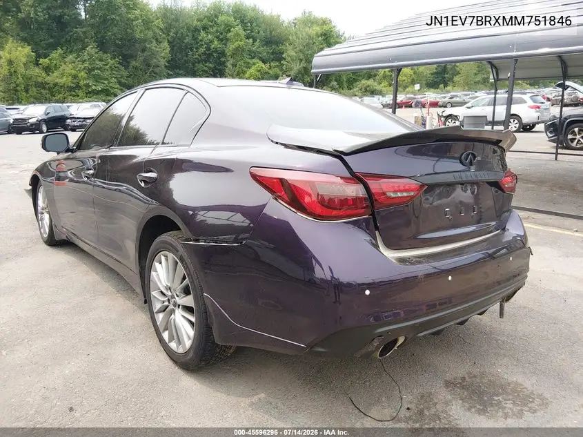 2021 Infiniti Q50 Luxe Awd VIN: JN1EV7BRXMM751846 Lot: 45596296