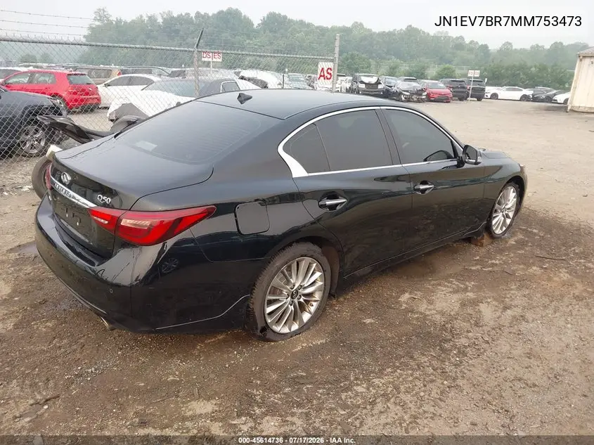 2021 Infiniti Q50 Luxe Awd VIN: JN1EV7BR7MM753473 Lot: 45614736