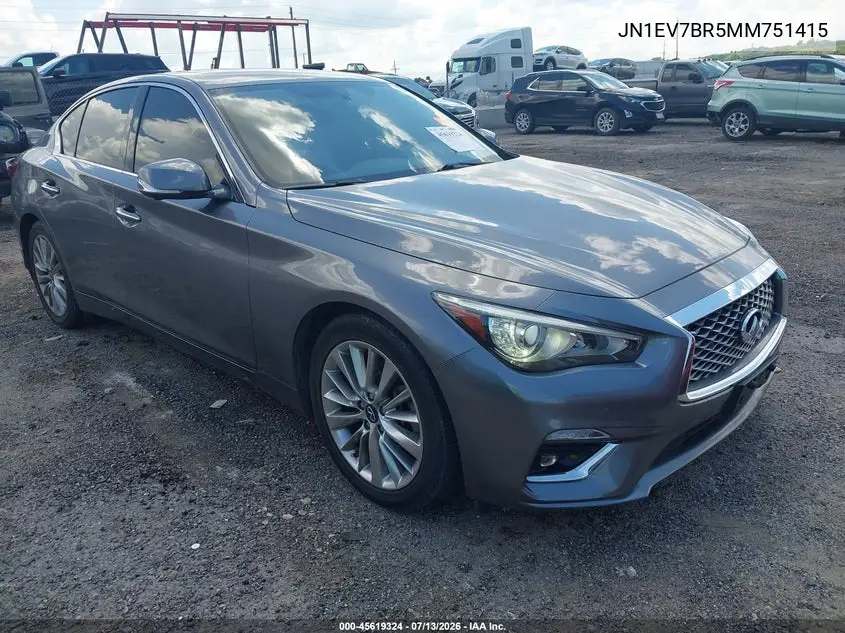 2021 Infiniti Q50 Luxe Awd VIN: JN1EV7BR5MM751415 Lot: 45619324