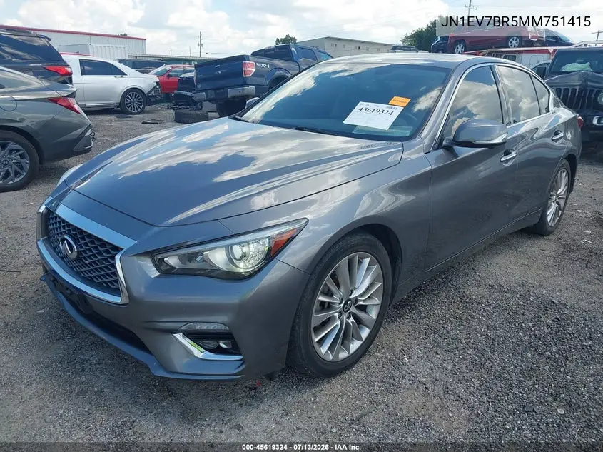 2021 Infiniti Q50 Luxe Awd VIN: JN1EV7BR5MM751415 Lot: 45619324