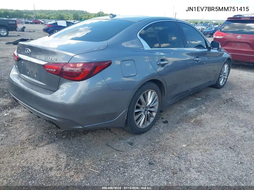 2021 Infiniti Q50 Luxe Awd VIN: JN1EV7BR5MM751415 Lot: 45619324