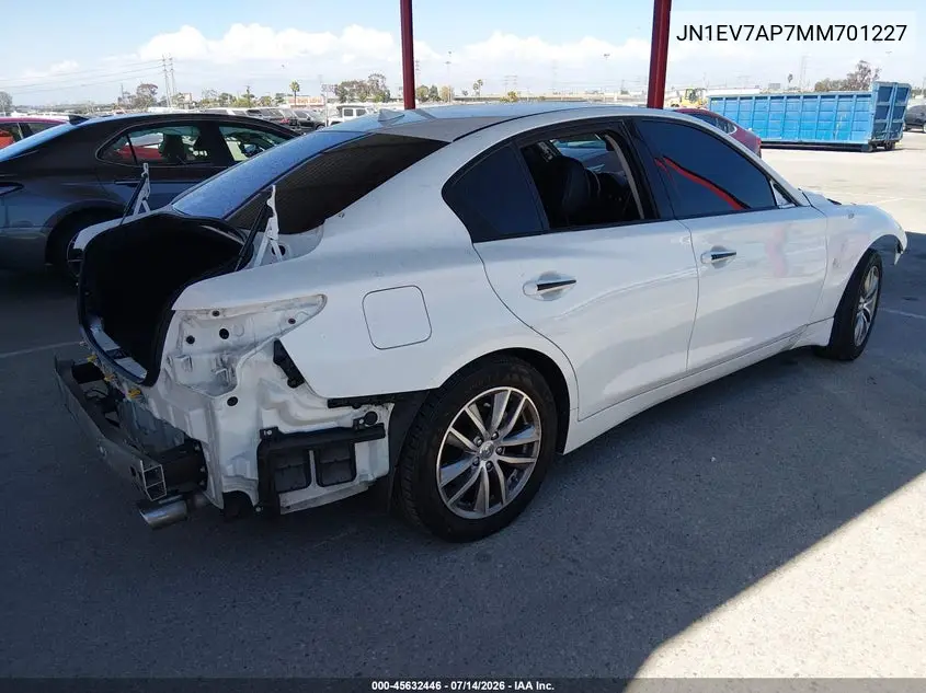 2021 Infiniti Q50 Pure VIN: JN1EV7AP7MM701227 Lot: 45632446