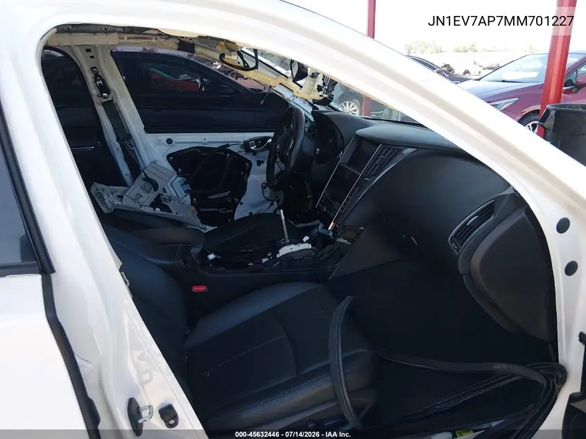 2021 Infiniti Q50 Pure VIN: JN1EV7AP7MM701227 Lot: 45632446