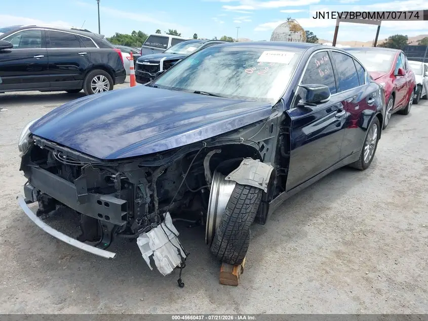 2021 Infiniti Q50 Luxe VIN: JN1EV7BP0MM707174 Lot: 45660437