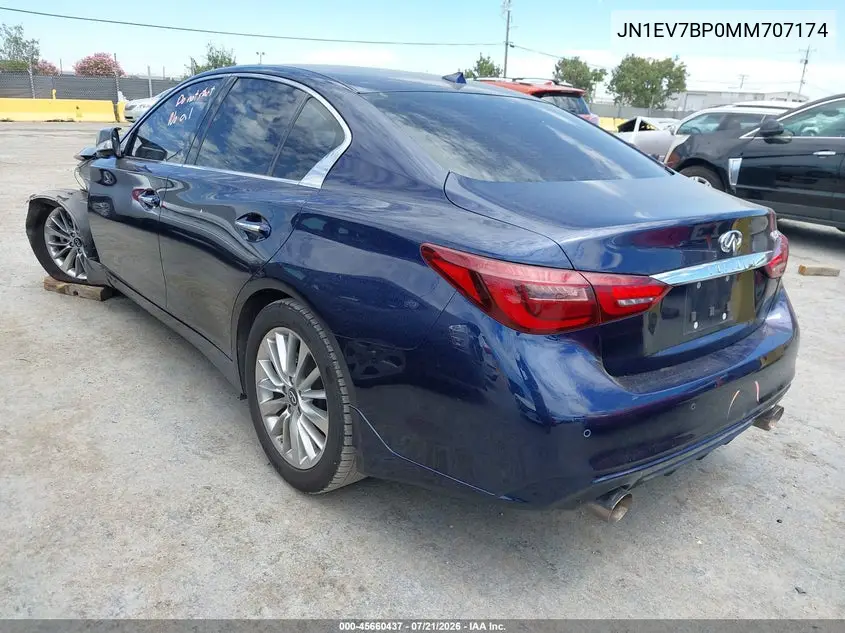 2021 Infiniti Q50 Luxe VIN: JN1EV7BP0MM707174 Lot: 45660437