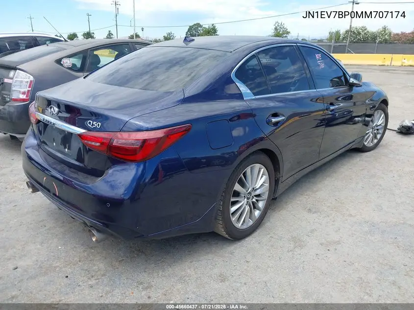 2021 Infiniti Q50 Luxe VIN: JN1EV7BP0MM707174 Lot: 45660437