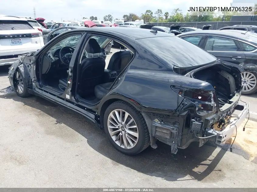 2021 Infiniti Q50 Luxe VIN: JN1EV7BP1MM706325 Lot: 45672166