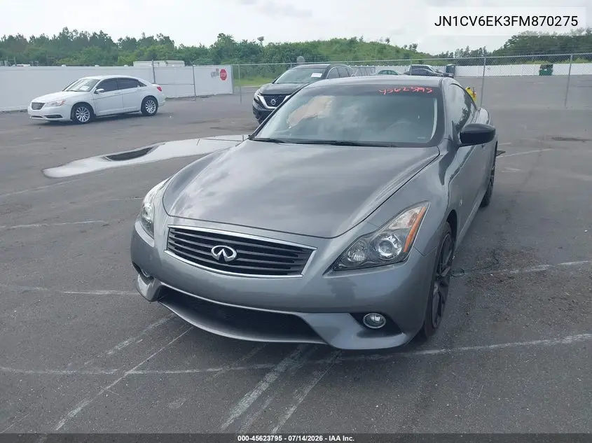 2015 Infiniti Q60 S Limited VIN: JN1CV6EK3FM870275 Lot: 45623795
